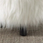 Silver Orchid Karlweis White Shag Faux Fur Ottoman
