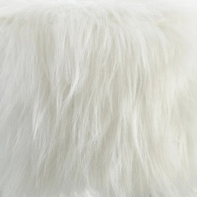 Silver Orchid Karlweis White Shag Faux Fur Ottoman