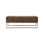HomeRoots 47 Dark Brown And Gold Metal Coffee Table With Drawer - 46.5