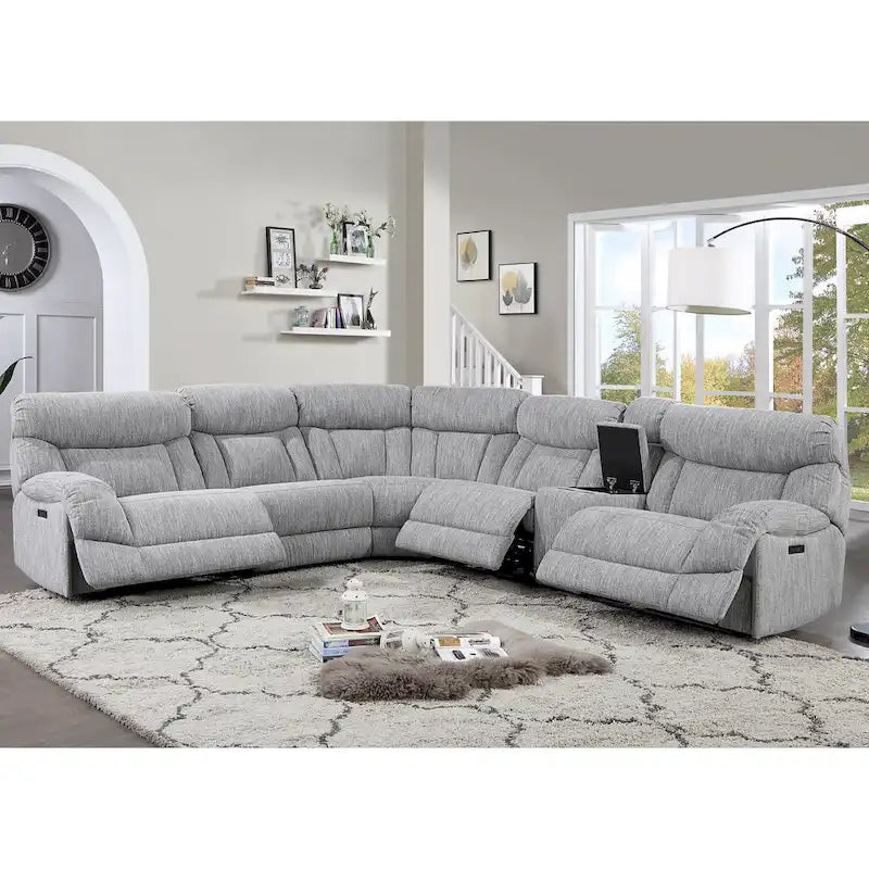 6-Piece Gray Electric Modular Sofa Set
