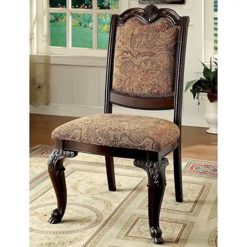 Furniture of America Kova Traditional Cherry Fabric Formal Dining Chairs (Set of 2)