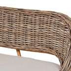 Raisa Modern Bohemian Natural Kubu Rattan and Acacia Wood 2-Piece Dining Nook Banquette Set