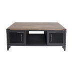 Conner Rustic Black and Dark Walnut 48-inch Steel Storage Coffee Table by Furniture of America