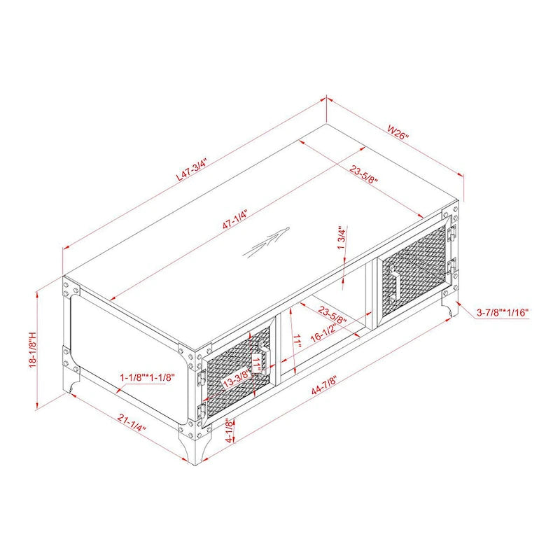 Conner Rustic Black and Dark Walnut 48-inch Steel Storage Coffee Table by Furniture of America