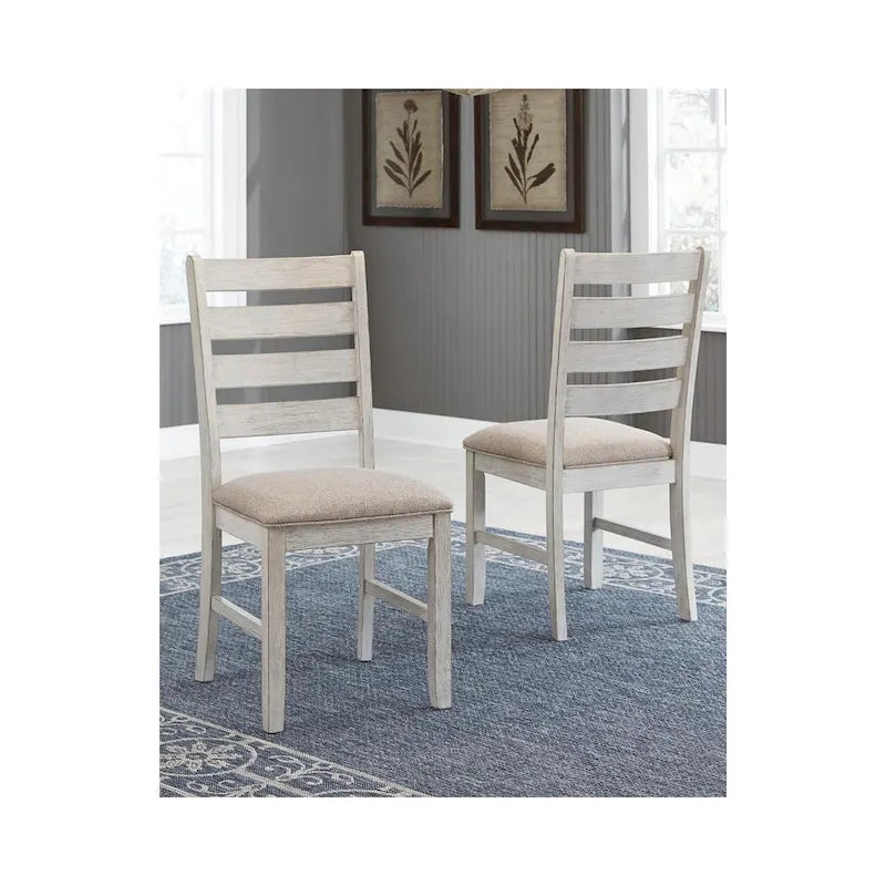 Distressed White Washed Dining Chairs (Set Of 2)