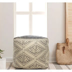 Sevita Handmade Geometric Rustic Farmhouse Pouf