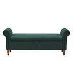 Storage Bench for Bedroom End of Bed Rolled Armed Linen Fabric Ottoman Couch Long Bench