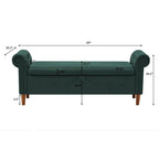 Storage Bench for Bedroom End of Bed Rolled Armed Linen Fabric Ottoman Couch Long Bench
