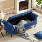 Storage Bench for Bedroom End of Bed Rolled Armed Linen Fabric Ottoman Couch Long Bench