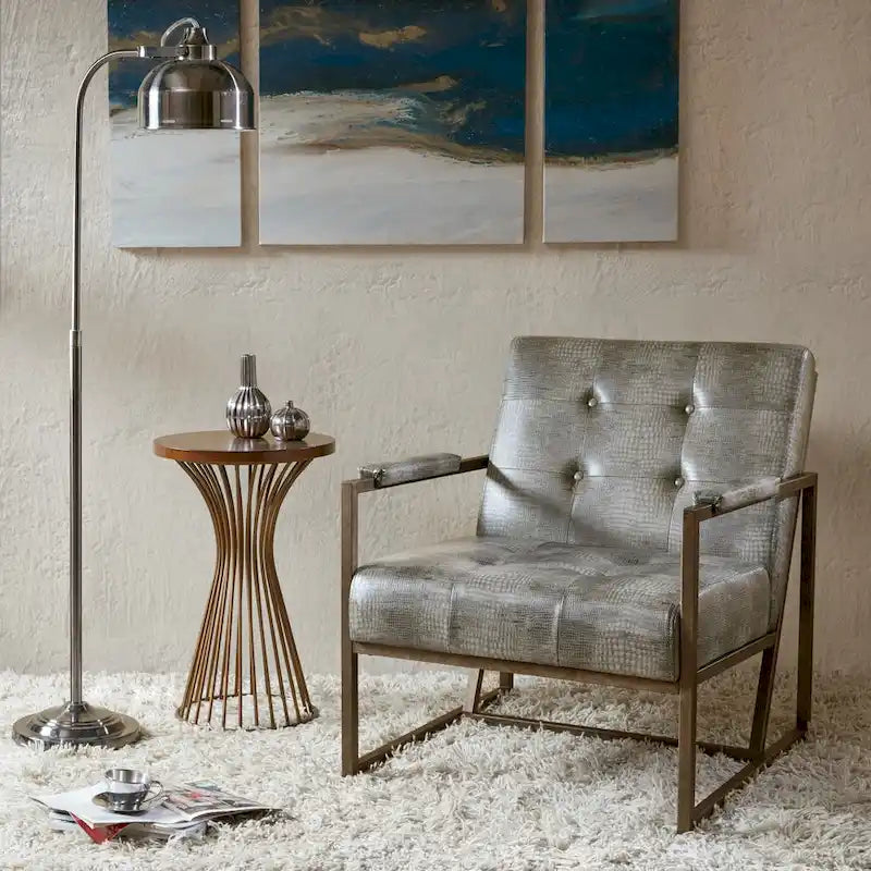 INK+IVY Waldorf Faux Leather Metal Frame Lounge Chair