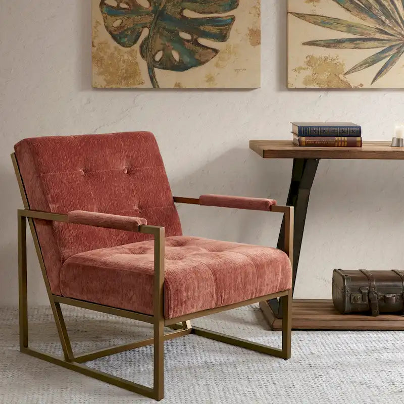 INK+IVY Waldorf Faux Leather Metal Frame Lounge Chair