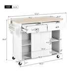Kitchen Cart Featuring Rubber Wood Drop-Leaf Countertop, Adjustable Height, and Concealed Sliding Barn Door Storage