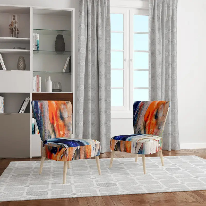 Designart Colorful Abstract Painting Strokes II Upholstered Modern Accent Chair and Arm Chair
