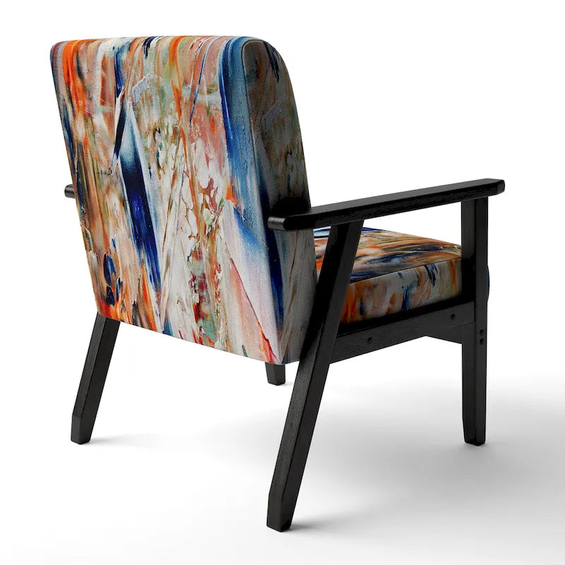 Designart Colorful Abstract Painting Strokes II Upholstered Modern Accent Chair and Arm Chair