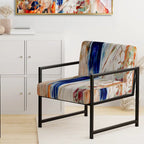 Designart Colorful Abstract Painting Strokes II Upholstered Modern Accent Chair and Arm Chair