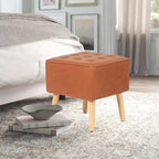 Adeco Square Faux Leather Tufted Footstool Ottoman Footrest Stool