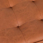 Adeco Square Faux Leather Tufted Footstool Ottoman Footrest Stool