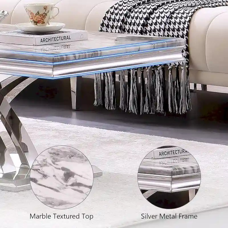 Modern Coffee Table 48 Rectangular Coffee Table with X Base Pedestal Coffee Tables for Living Room