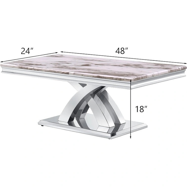 Modern Coffee Table 48 Rectangular Coffee Table with X Base Pedestal Coffee Tables for Living Room