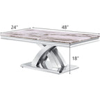 Modern Coffee Table 48 Rectangular Coffee Table with X Base Pedestal Coffee Tables for Living Room