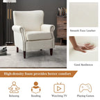 Levi Transitional Leather Armchair with Nailhead Trim Rolled Arms by HULALA HOME