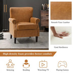 Levi Transitional Leather Armchair with Nailhead Trim Rolled Arms by HULALA HOME