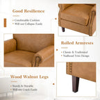 Levi Transitional Leather Armchair with Nailhead Trim Rolled Arms by HULALA HOME