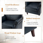 Levi Transitional Leather Armchair with Nailhead Trim Rolled Arms by HULALA HOME