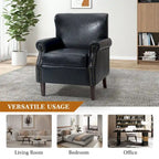 Levi Transitional Leather Armchair with Nailhead Trim Rolled Arms by HULALA HOME