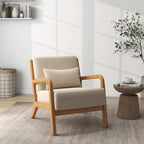 Mid-Century Modern Fabric Upholstered Wood Arm Chair