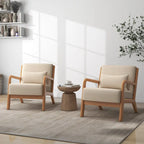 Mid-Century Modern Fabric Upholstered Wood Arm Chair