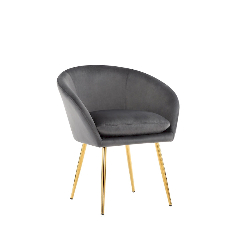 Dining Chair, Velvet Upholstery, Gold Metal Legs