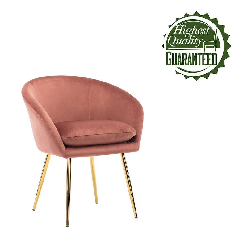Dining Chair, Velvet Upholstery, Gold Metal Legs
