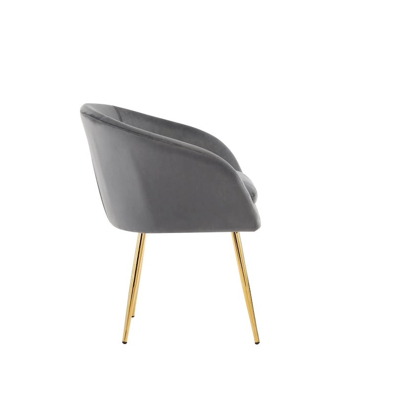 Dining Chair, Velvet Upholstery, Gold Metal Legs