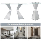 Luxury 51 inch Console Table Rectangular Sofa Entryway Console Table with Rectangle Tempered Glass Top and Metal Legs