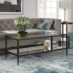 Hera 45 Wide Rectangular Coffee Table with Mirror Shelf