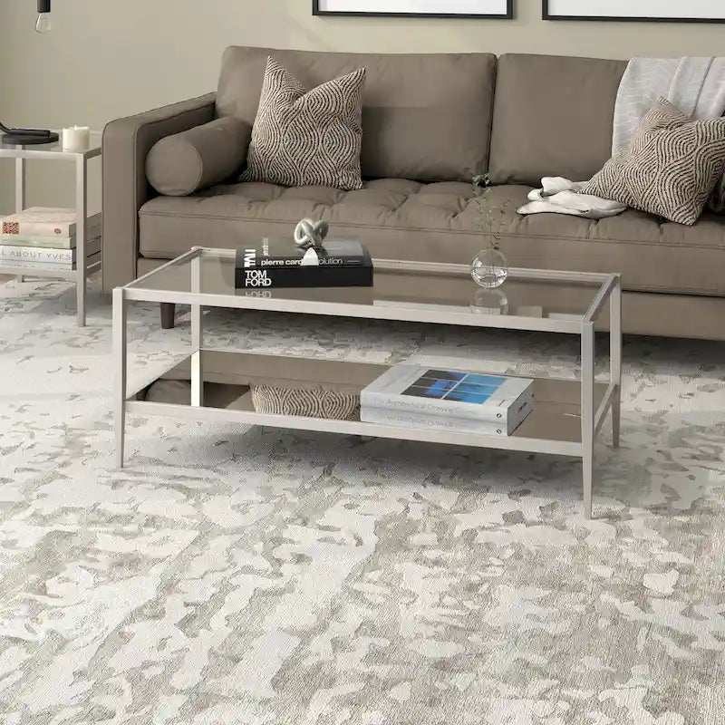 Hera 45 Wide Rectangular Coffee Table with Mirror Shelf