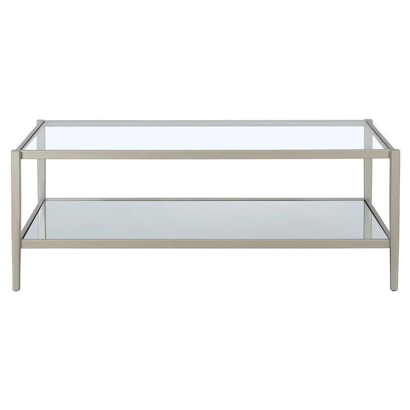 Hera 45 Wide Rectangular Coffee Table with Mirror Shelf