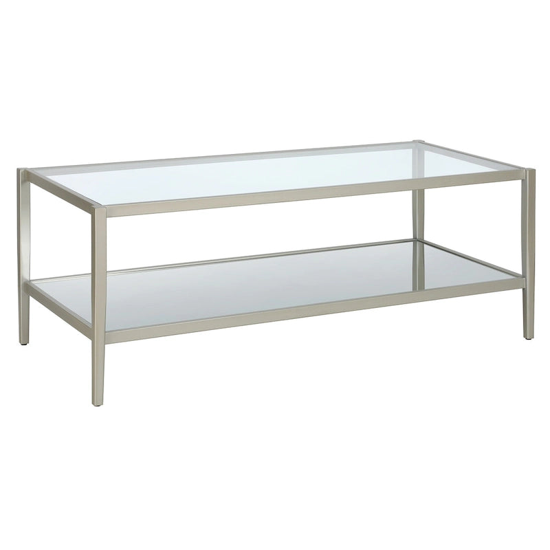 Hera 45 Wide Rectangular Coffee Table with Mirror Shelf