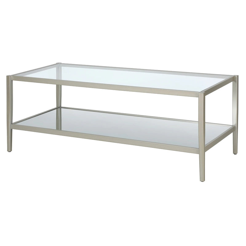 Hera 45 Wide Rectangular Coffee Table with Mirror Shelf