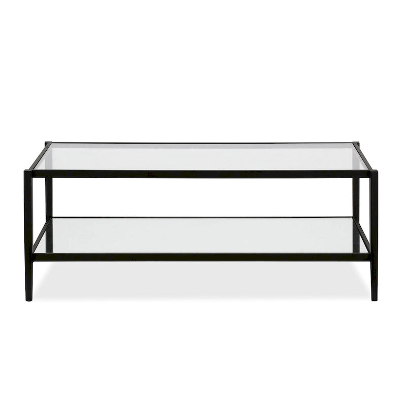 Hera 45 Wide Rectangular Coffee Table with Mirror Shelf