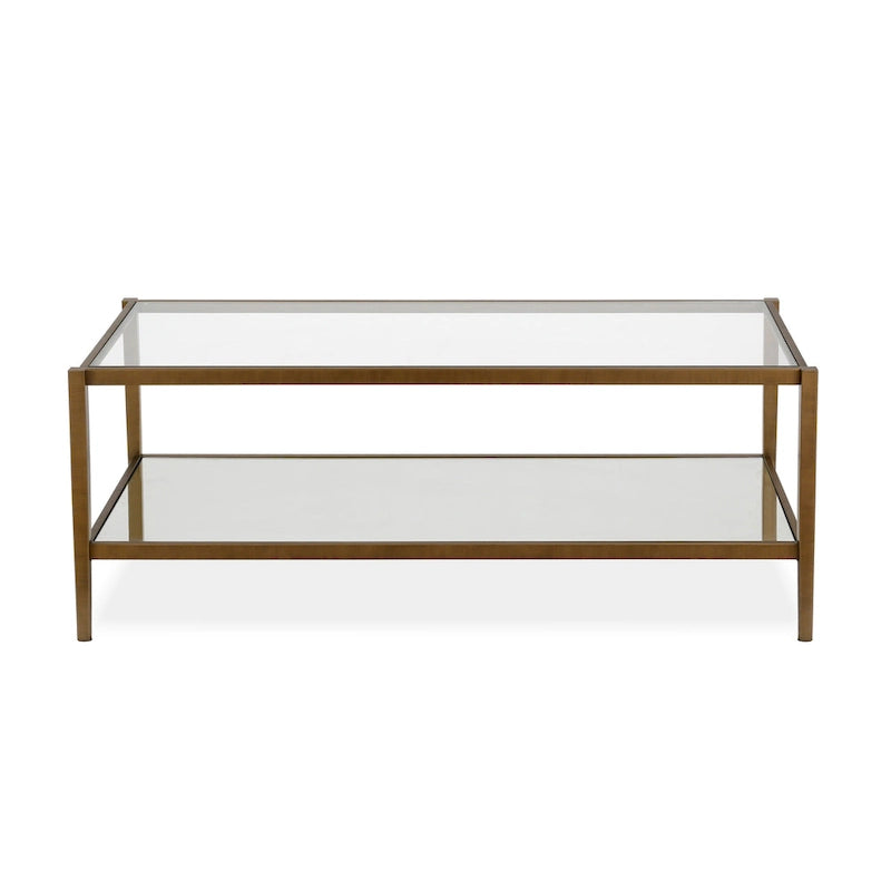 Hera 45 Wide Rectangular Coffee Table with Mirror Shelf