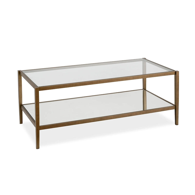 Hera 45 Wide Rectangular Coffee Table with Mirror Shelf