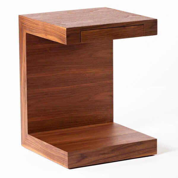 Wooden C-Shaped Accent Table