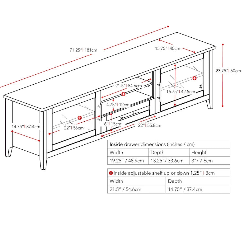 Jackson TV Stand with Glass Doors, for TVs up to 85