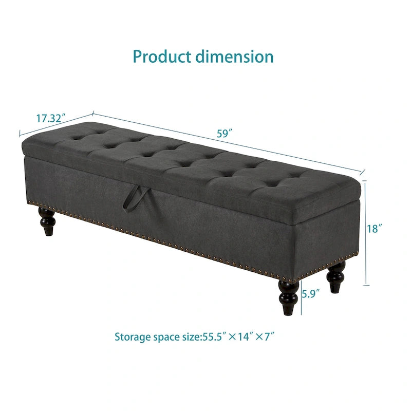 59 Bed Bench Ottoman with Storage
