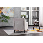 Linen Nailhead Accent Solid Wood Leg Living Room Armchair