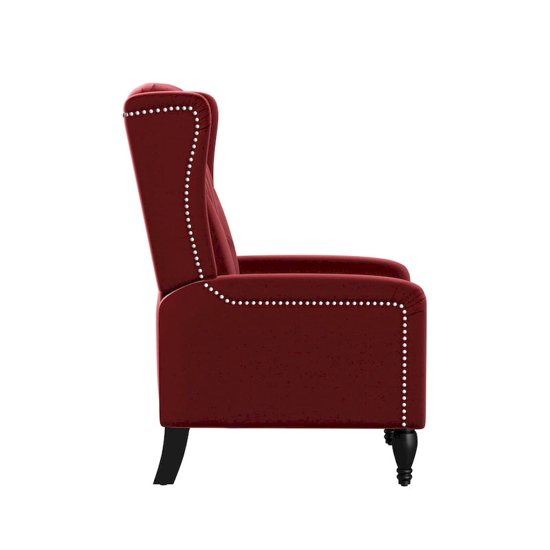 Gracewood Hollow Bea Velvet Wingback Push Back Recliner Chair
