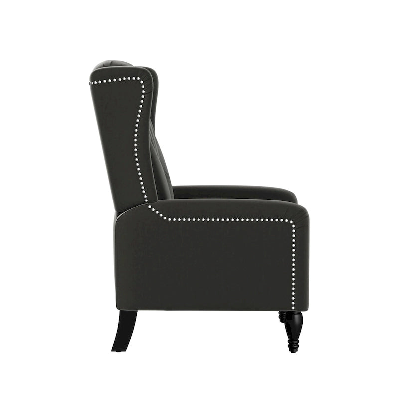 Gracewood Hollow Bea Velvet Wingback Push Back Recliner Chair