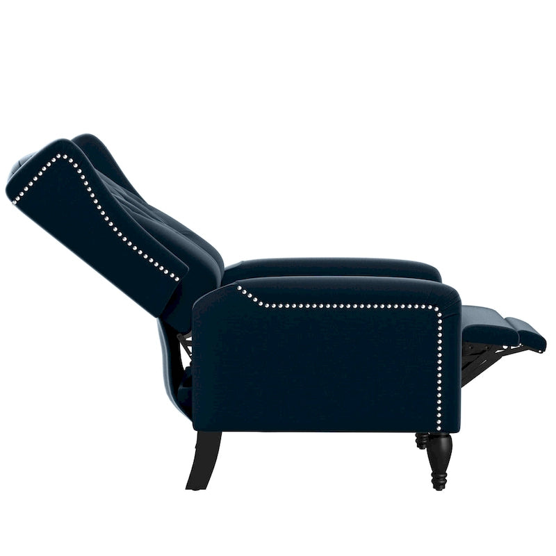 Gracewood Hollow Bea Velvet Wingback Push Back Recliner Chair